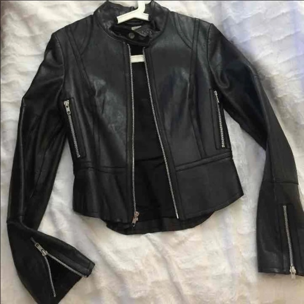 JOIE peplum leather jacket